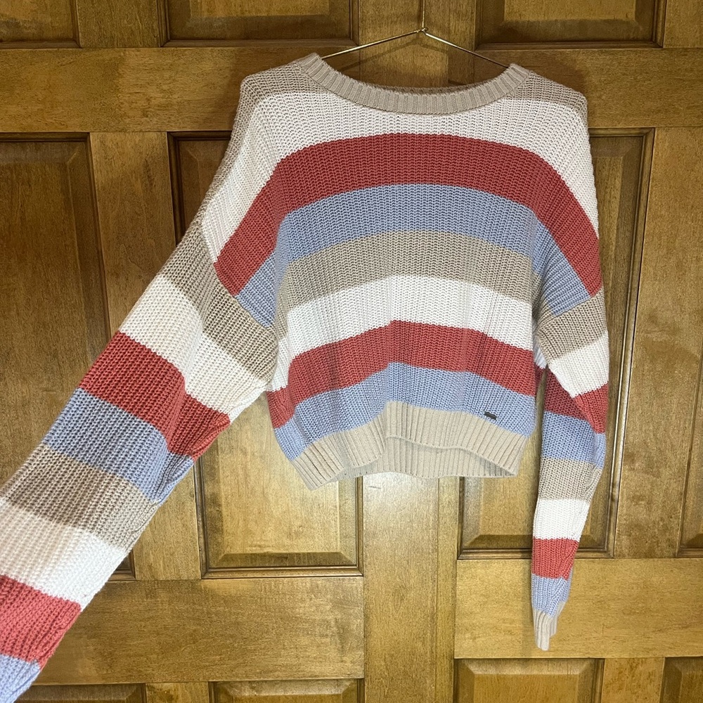 Hollister Women’s Striped Cropped Sweater Size Small